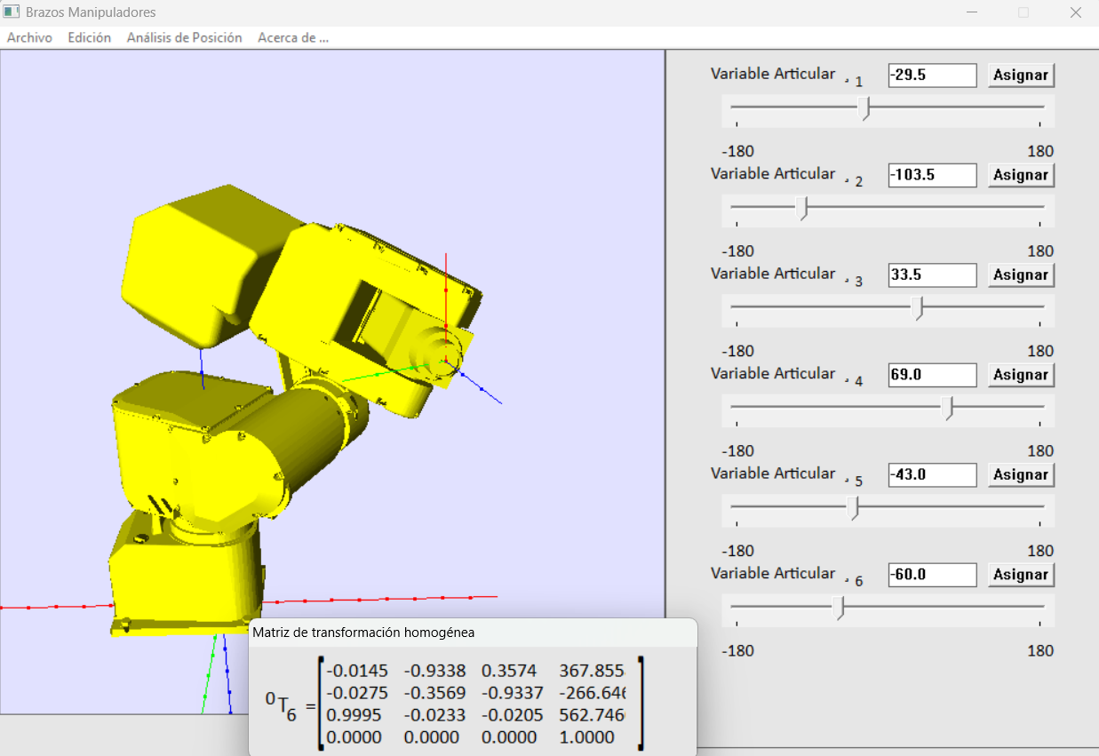 Robotic manipulator simulation software visual
